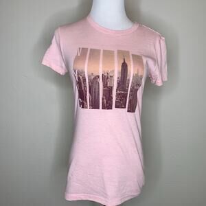 Free State Pink Baby Doll T Shirt NYC Skyline Medium